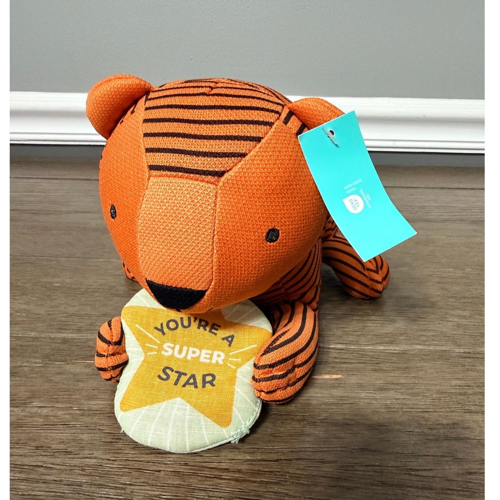 Pillowfort Tiger Figural Pillow You're A Super Star Orange Striped Plush Target